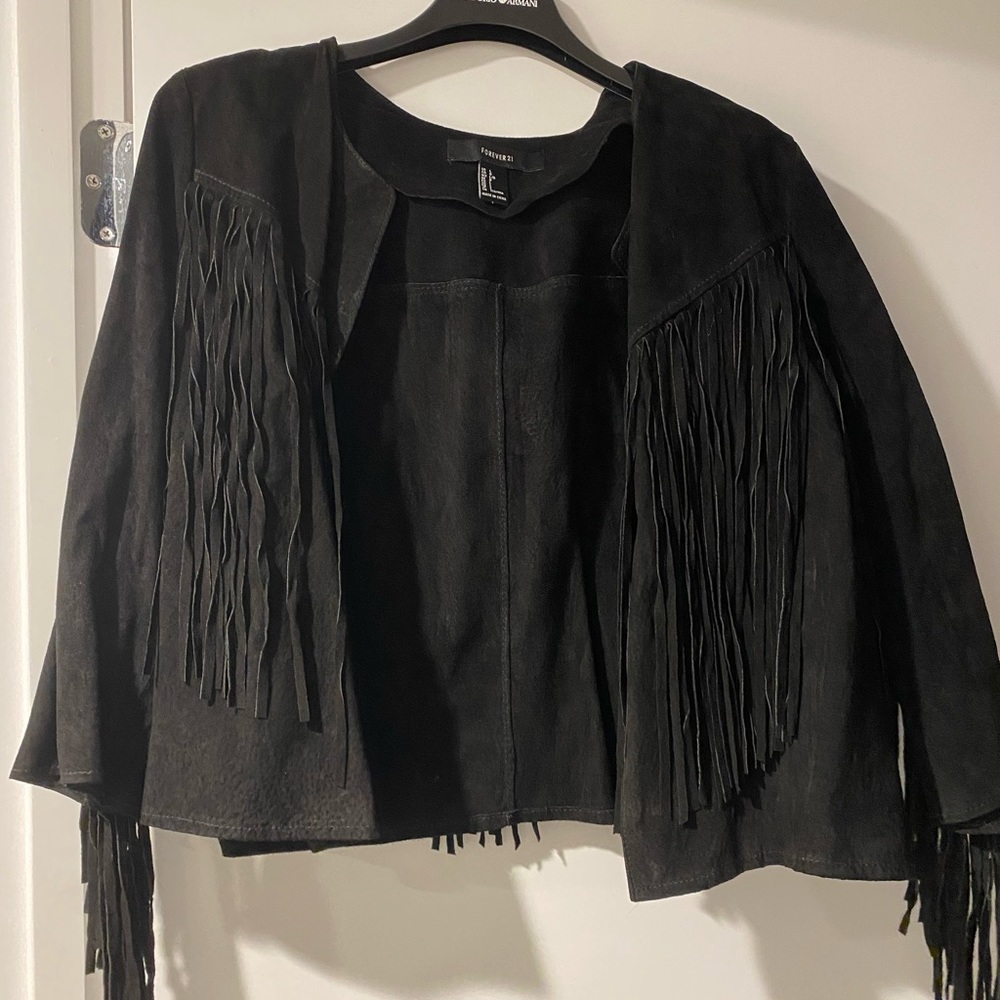 Forever 21 vintage suede fringe coat